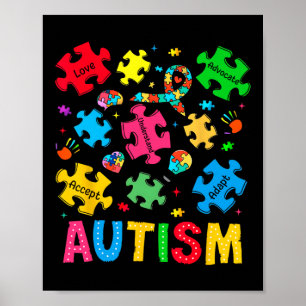 Autism Awareness Accept Adapt Advocate Autism Mum  Poster