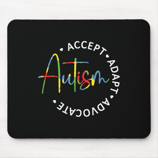 Autism Awareness Accept Adapt Advocate Long Sleeve Mouse Pad (Front)