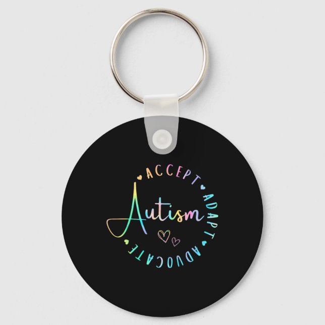 Autism Awareness Accept Adapt Advocate Understand  Key Ring (Front)