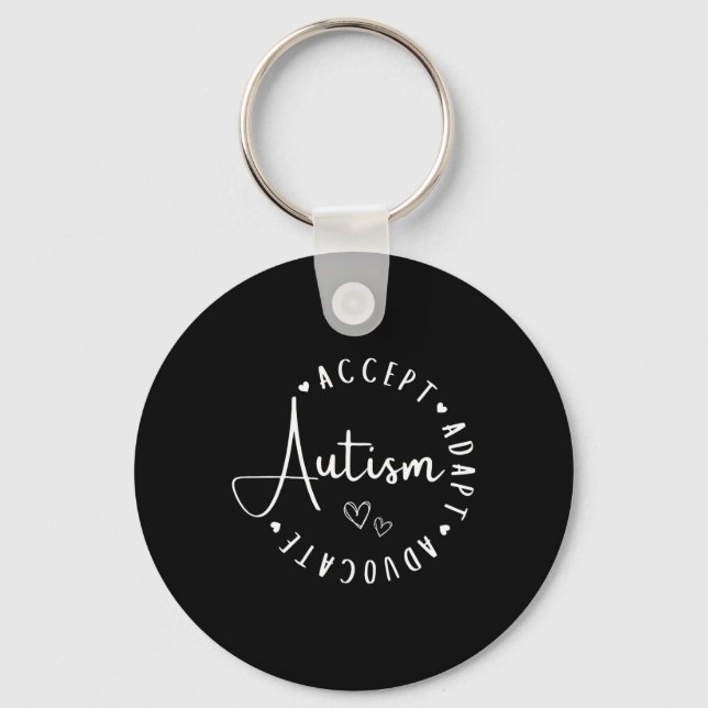 Autism Awareness Accept Adapt Advocate Understand  Key Ring (Front)