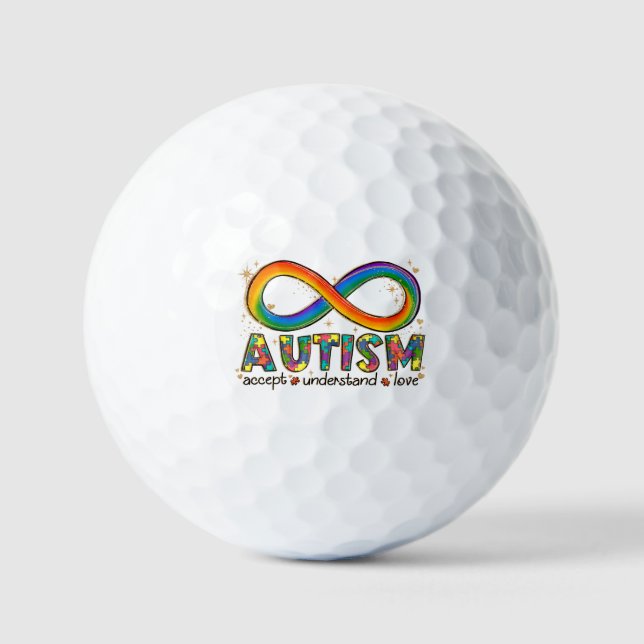 Autism Awareness Accept, Love, Understand Golf Balls (Front)