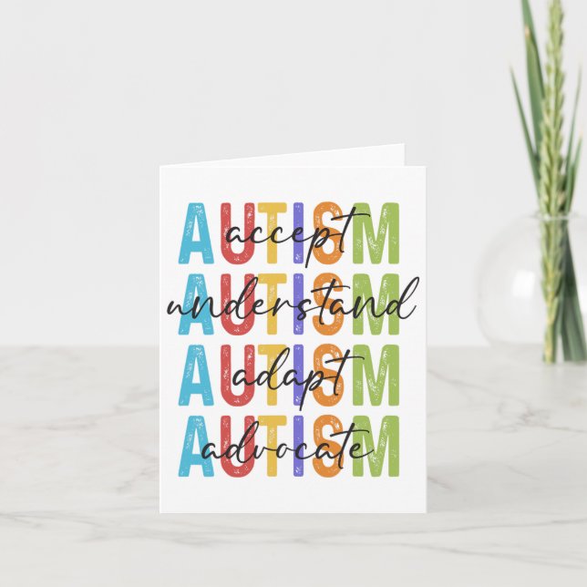 Autism Awareness Accept Understand Adapt Advocate  Card (Front)