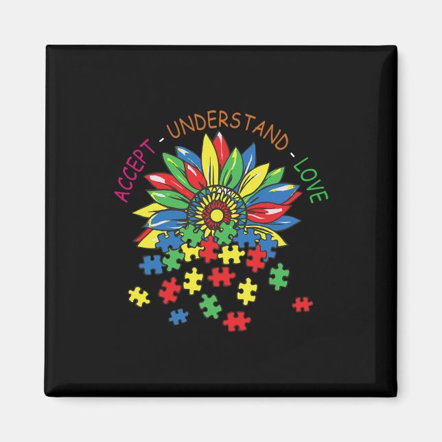 Autism Awareness Accept Understand Love Asd Rainbo Magnet (Front)