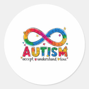 Autism Awareness Accept Understand Love Asd Suppor Classic Round Sticker