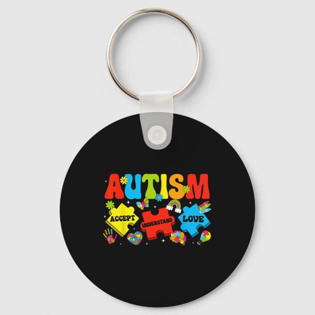 Autism Awareness Accept Understand Love Puzzles Au Key Ring (Front)