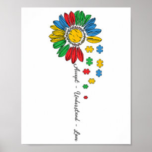 Autism Awareness Accept Understand Love Sunflower Poster