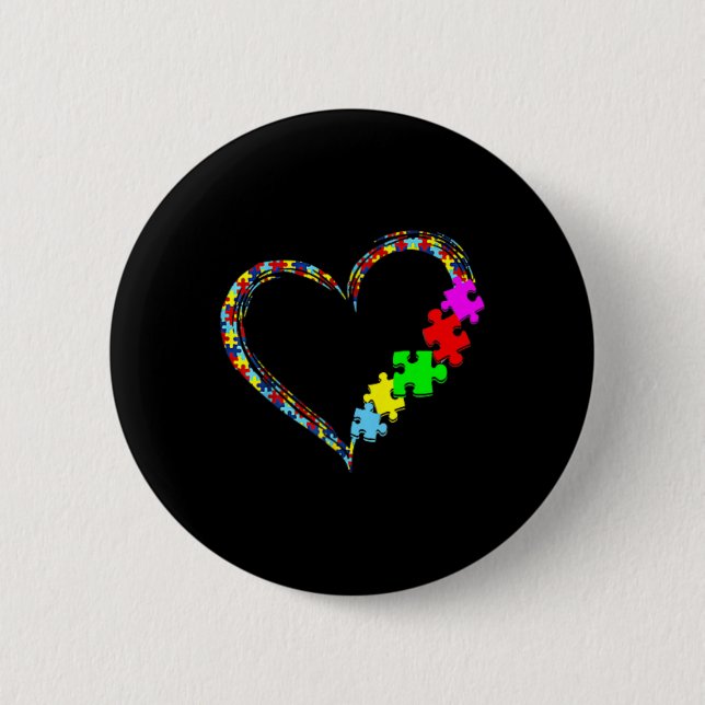 Autism Awareness Accept Understand Love Support Bl 6 Cm Round Badge (Front)