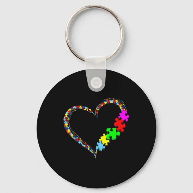 Autism Awareness Accept Understand Love Support Bl Key Ring (Front)