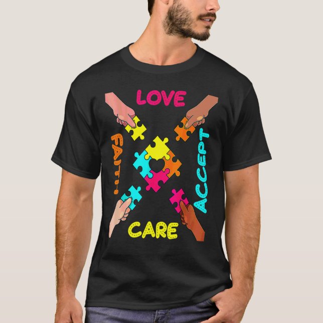 Autism Awareness Acceptance Colour Puzzle Autism P T-Shirt (Front)