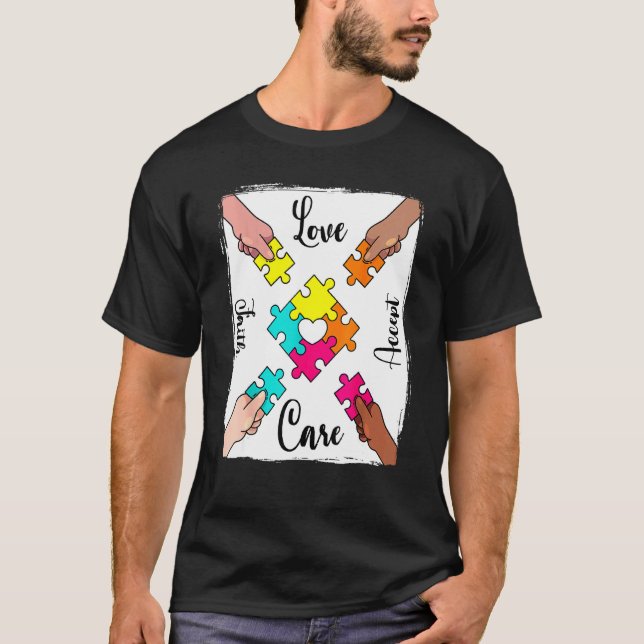 Autism Awareness Acceptance Colour Puzzle Pieces 1 T-Shirt (Front)