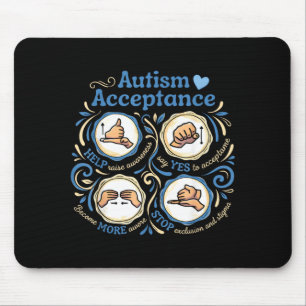 Autism Awareness Acceptance Hand Sign Language Mouse Pad