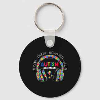 Autism Awareness Acceptance Headphones Teacher Boy Key Ring