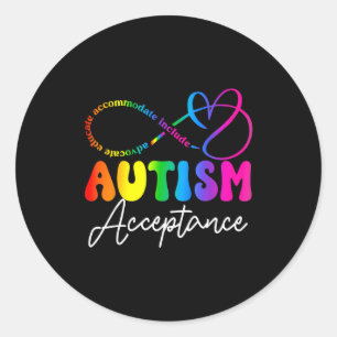 Autism Awareness Acceptance Infinity Symbol Advoca Classic Round Sticker