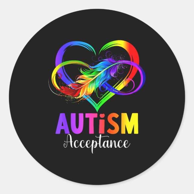 Autism awareness acceptance infinity symbol classic round sticker (Front)