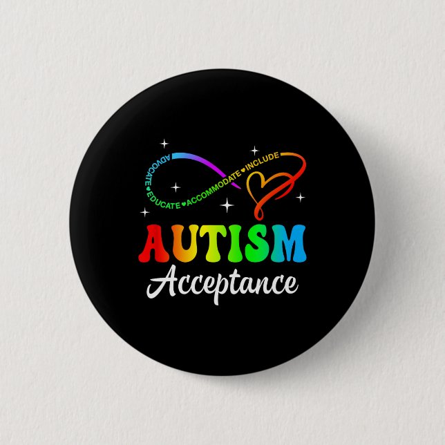 Autism Awareness Acceptance Infinity Symbol Men Wo 6 Cm Round Badge (Front)