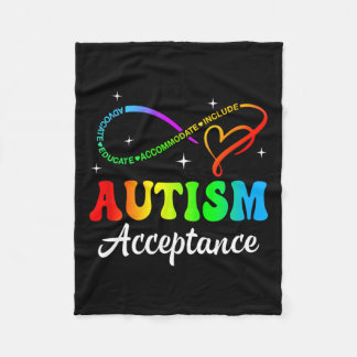 Autism Awareness Acceptance Infinity Symbol Men Wo Fleece Blanket