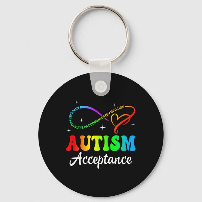 Autism Awareness Acceptance Infinity Symbol Men Wo Key Ring (Front)