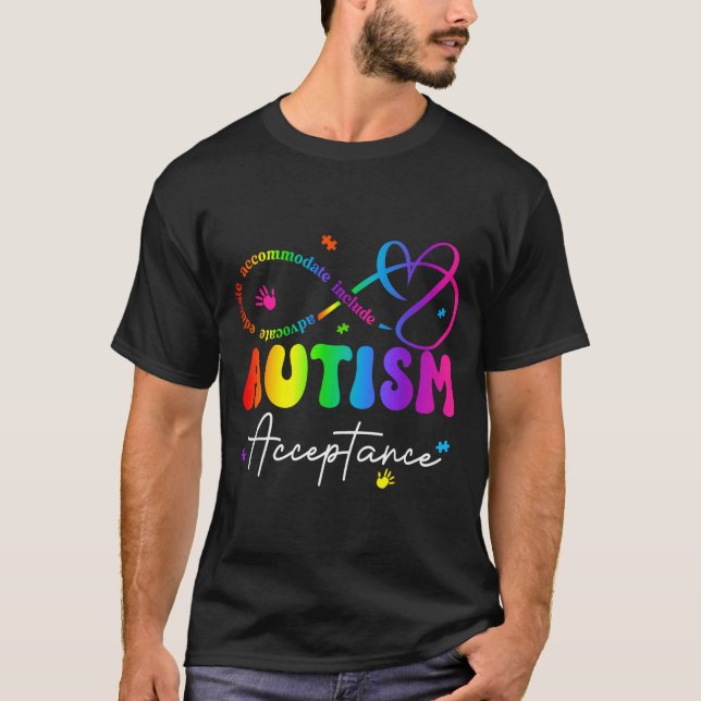 Autism awareness acceptance infinity symbol T-Shirt (Front)