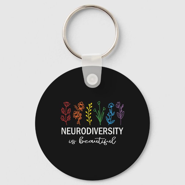 Autism Awareness Acceptance Neurodiversity Is Beau Key Ring (Front)