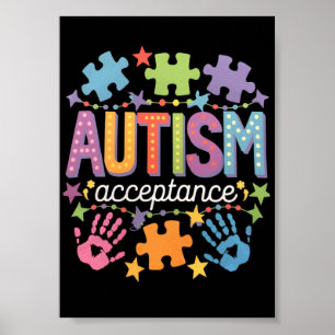 Autism Awareness Acceptance Puzzles Autistic Men W Poster