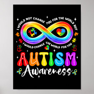 Autism Awareness Acceptance Rainbow Infinity Symbo Poster