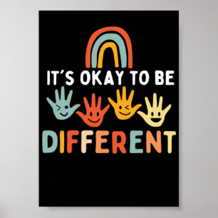 Autism Awareness Acceptance Retro Its Ok To Be Dif Poster