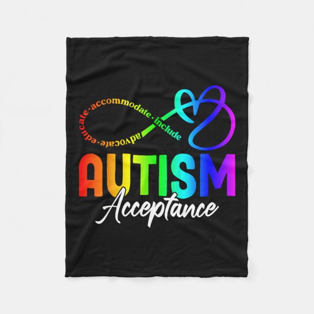 Autism Awareness Acceptance Shirt Infinity Symbol  Fleece Blanket (Front)