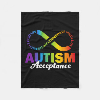 Autism Awareness Acceptance Shirt Infinity Symbol  Fleece Blanket