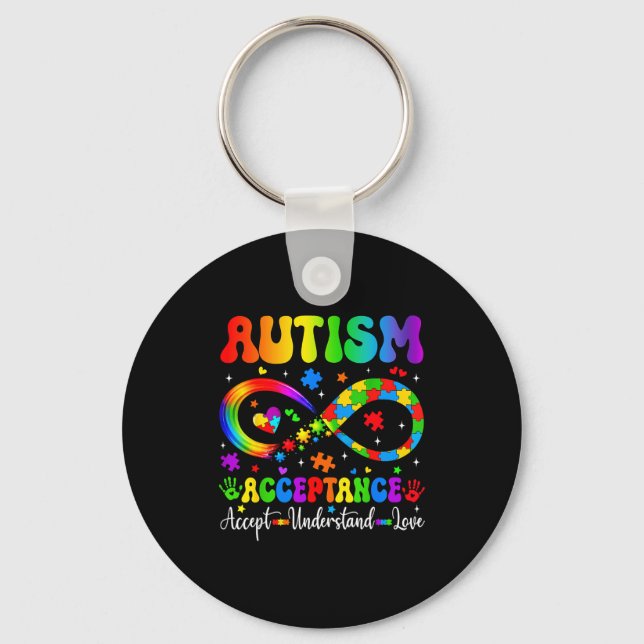 Autism Awareness Acceptance Shirt Infinity Symbol  Key Ring (Front)