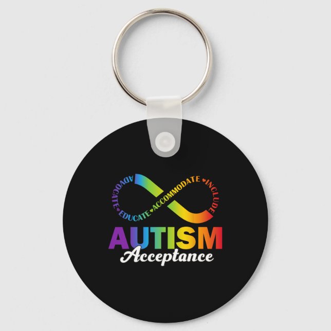 Autism Awareness Acceptance Shirt Infinity Symbol  Key Ring (Front)
