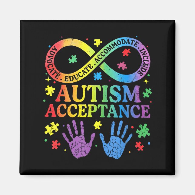 Autism Awareness Acceptance Shirt Infinity Symbol Magnet (Front)