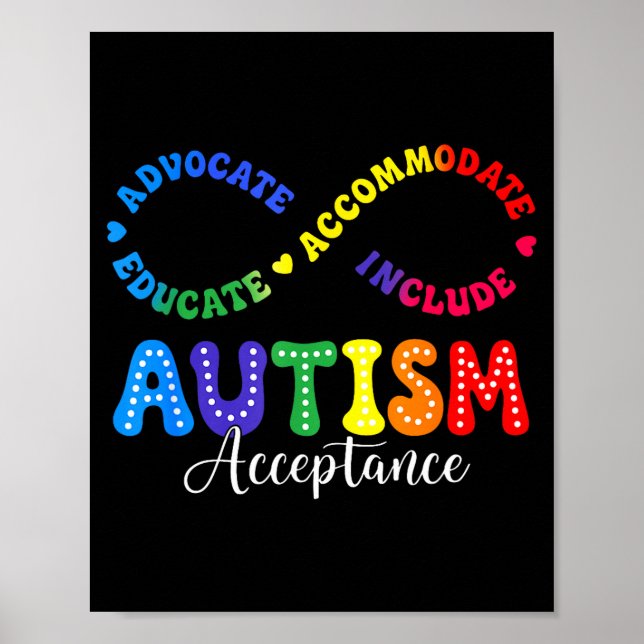 Autism Awareness Acceptance Shirt Infinity Symbol Poster (Front)