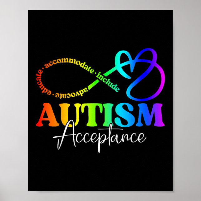 Autism Awareness Acceptance Shirt Infinity Symbol  Poster (Front)