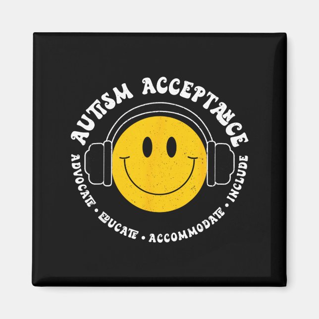 Autism Awareness Acceptance Smile Face Funny Kids  Magnet (Front)