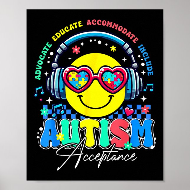 Autism Awareness Acceptance Smile Face Sped Teache Poster (Front)