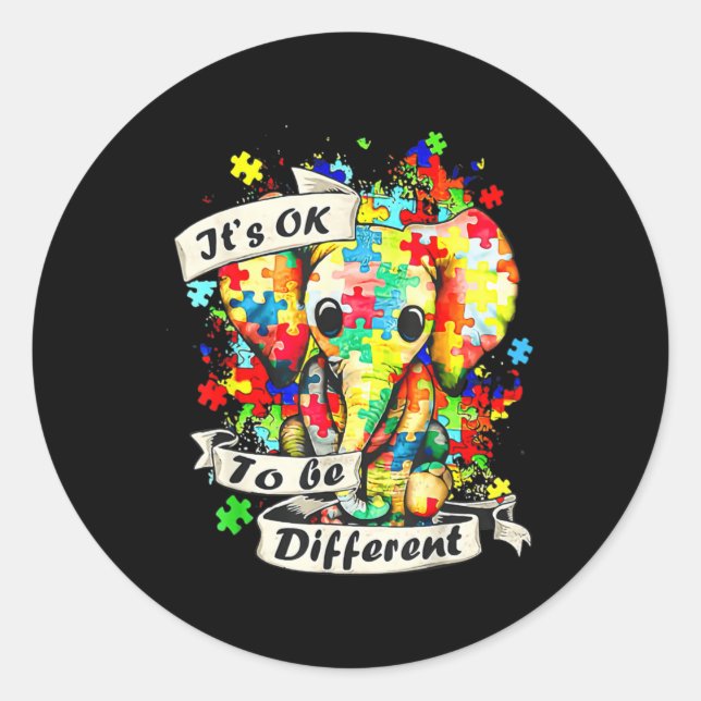Autism Awareness Acceptance Women Kid Its Ok To Be Classic Round Sticker (Front)