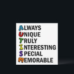 Autism Awareness Acrostic Cute Rainbow Word Poem<br><div class="desc">A beautiful acrostic word poem card for Autism. Always Unique Truly Interesting Special Memorable. Great positive attributes of being autistic to show you are proud of being on the spectrum.</div>