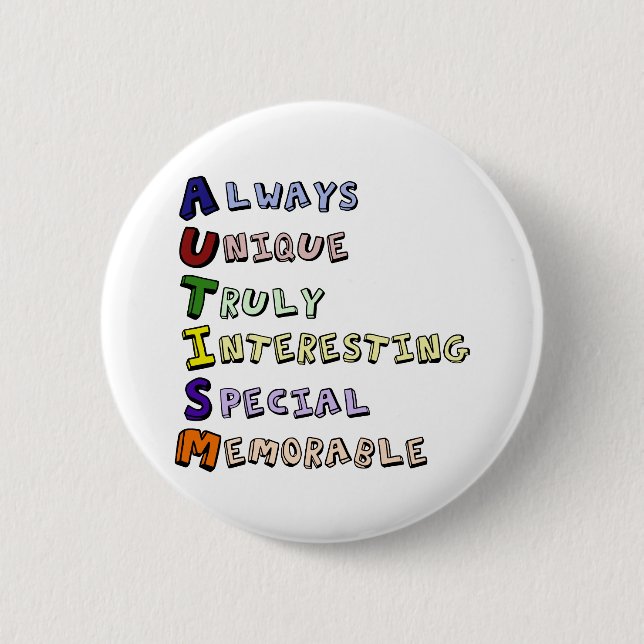 Autism Awareness Acrostic Cute Rainbow Word Poem 6 Cm Round Badge (Front)