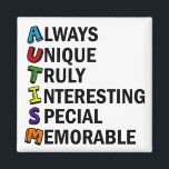 Autism Awareness Acrostic Cute Rainbow Word Poem Magnet<br><div class="desc">A beautiful acrostic word poem for Autism. Always Unique Truly Interesting Special Memorable. Great positive attributes of being autistic to show you are proud of being on the spectrum. Acronyms are so cool.</div>