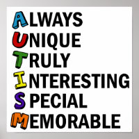 Autism Awareness Acrostic Cute Rainbow Word Poem