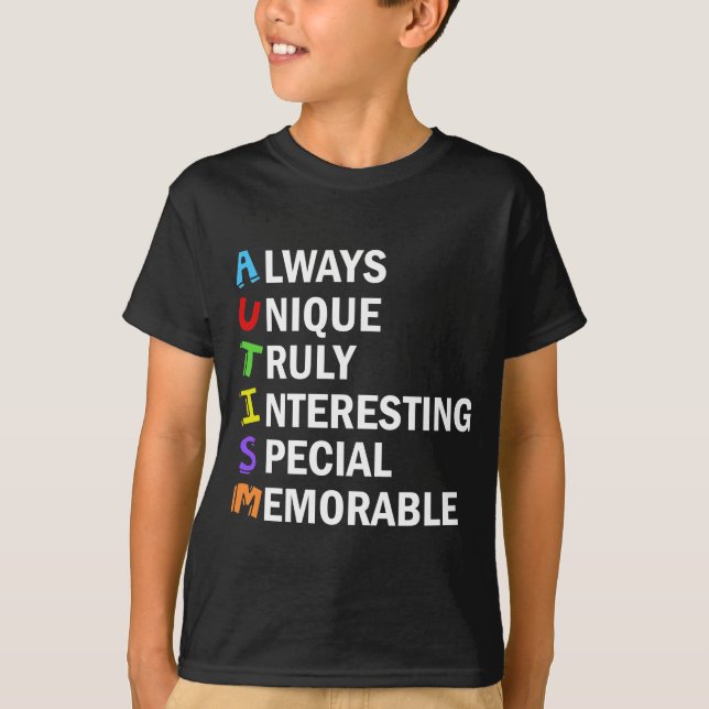 Autism Awareness Acrostic Cute Word Poem Kids T-Shirt (Front)