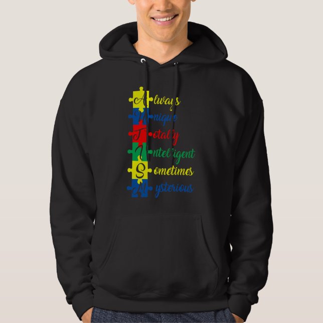 Autism Awareness Always Unique Totally Intelligent Hoodie (Front)