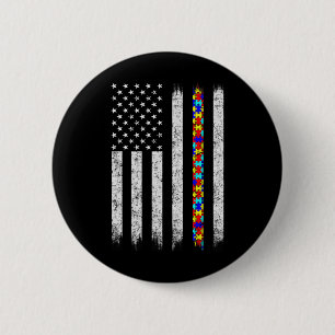 Autism Awareness American Flag 6 Cm Round Badge