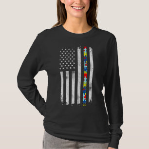 Autism Awareness American Flag Active T-Shirt