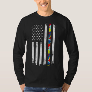 Autism Awareness American Flag Active T-Shirt