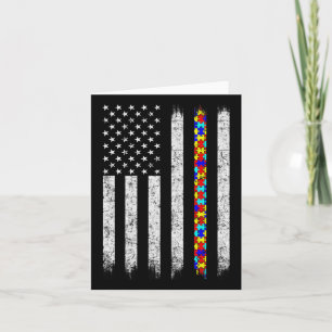 Autism Awareness American Flag Card
