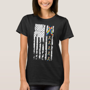 Autism Awareness American Flag Distressed Tee