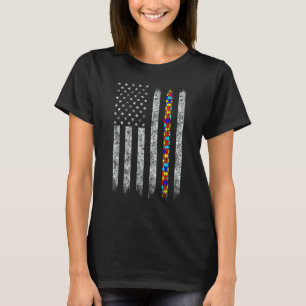 Autism Awareness American Flag For Men Women Boy G T-Shirt