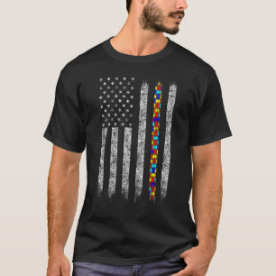 Autism Awareness American Flag For Men Women Boy G T-Shirt