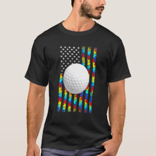 Autism Awareness American Flag Golf T-Shirt